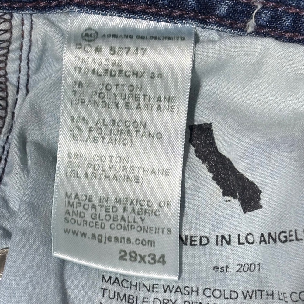 AG Adriano Goldschmied Everett Slim Straight‎ Jeans Mens 29x34 Blue Japan Fabric - Picture 6 of 9